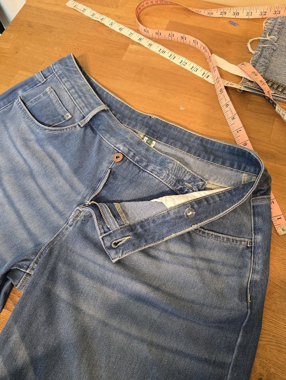 Halara Flex Asymmetric Low Rise Baggy Wide Leg Washed Casual Jean L Petite 12-14 - Picture 6 of 12